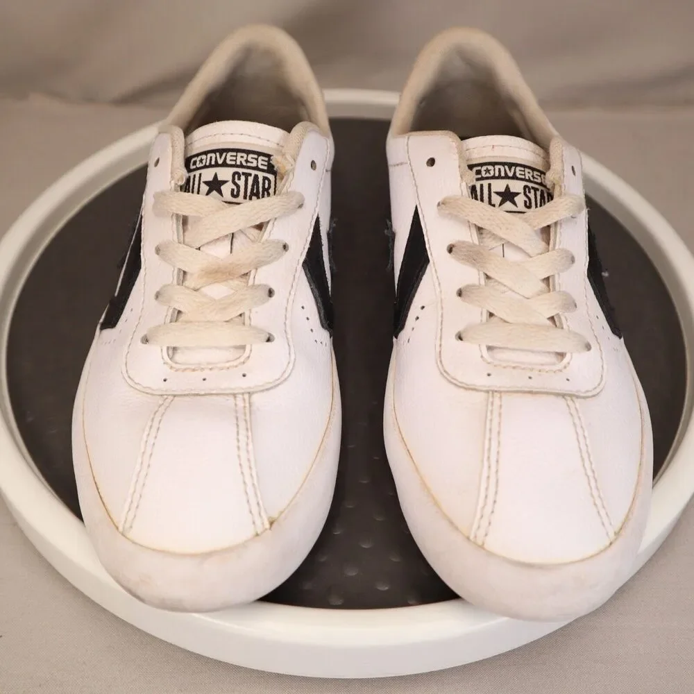 CONVERSE All Star Player Ox Youth Size 3 Shoes White Black Leather Sneakers